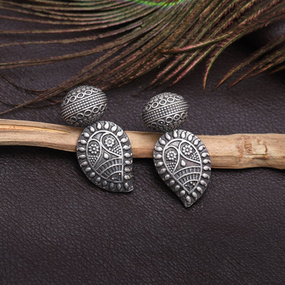 Silver Color Oxidised Earrings (GSE2825SLV) - preyans.com