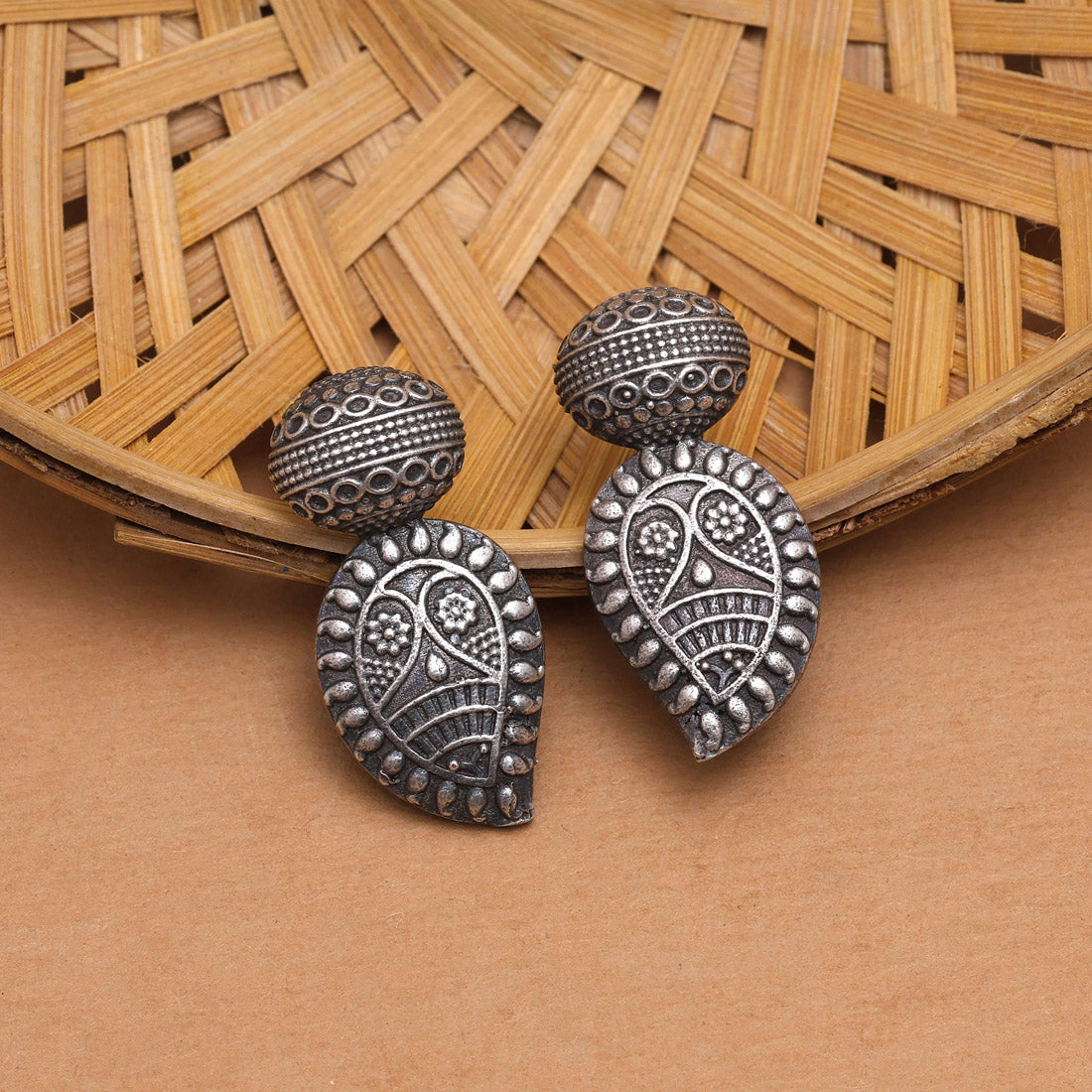 Silver Color Oxidised Earrings (GSE2825SLV) - preyans.com