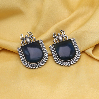 Blue Color Monalisa Stone Oxidised Earrings (GSE2830BLU) - preyans.com