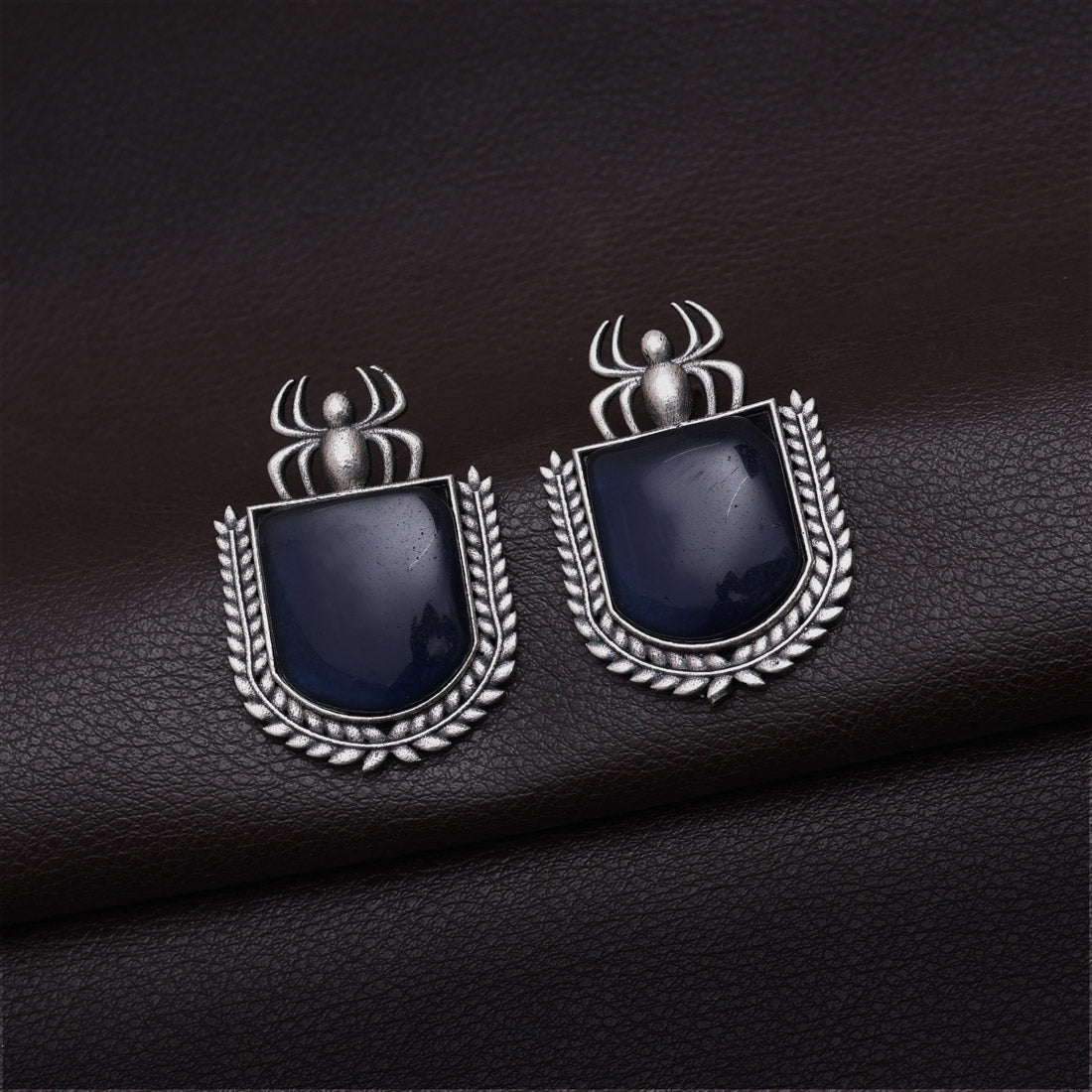 Blue Color Monalisa Stone Oxidised Earrings (GSE2830BLU) - preyans.com