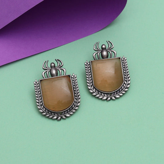 Brown Color Monalisa Stone Oxidised Earrings (GSE2830BRW) - preyans.com