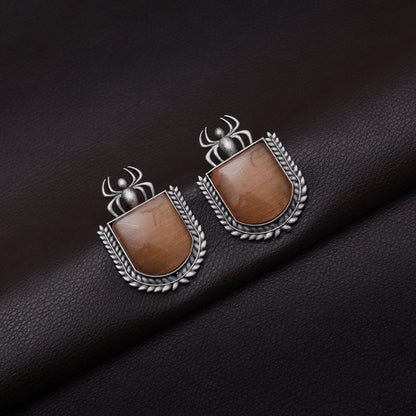 Brown Color Monalisa Stone Oxidised Earrings (GSE2830BRW) - preyans.com