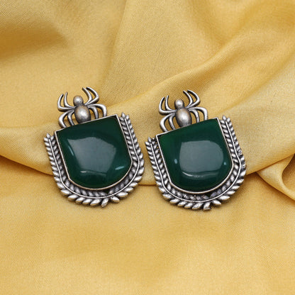 Green Color Monalisa Stone Oxidised Earrings (GSE2830GRN) - preyans.com