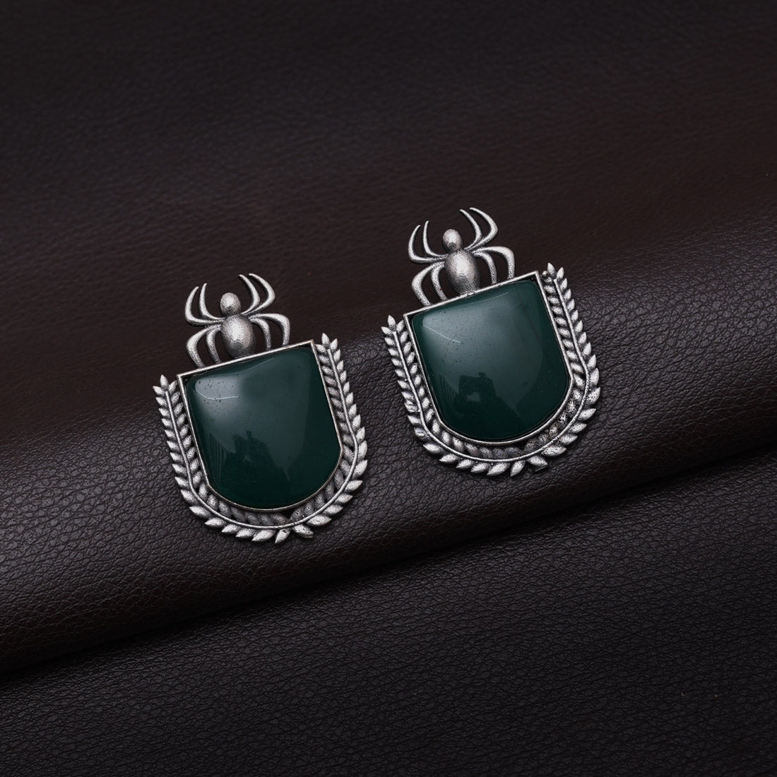 Green Color Monalisa Stone Oxidised Earrings (GSE2830GRN) - preyans.com