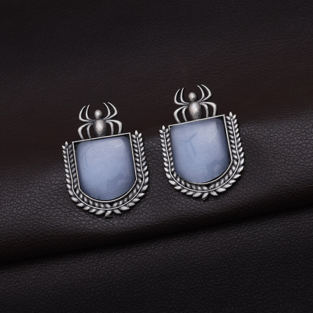 Gray Color Monalisa Stone Oxidised Earrings (GSE2830GRY) - preyans.com