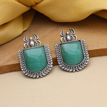 Light Green Color Monalisa Stone Oxidised Earrings (GSE2830LGRN) - preyans.com