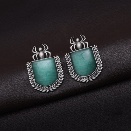 Light Green Color Monalisa Stone Oxidised Earrings (GSE2830LGRN) - preyans.com