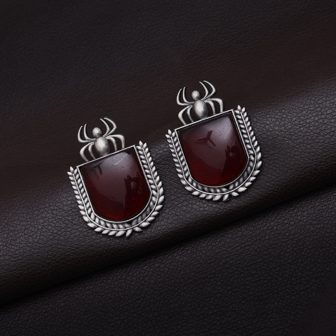 Maroon Color Monalisa Stone Oxidised Earrings (GSE2830MRN) - preyans.com