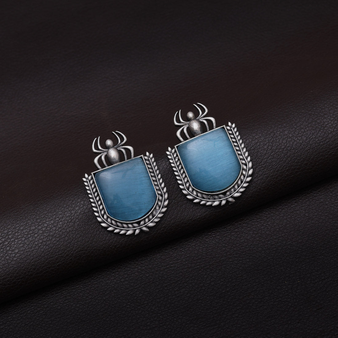 Sky Blue Color Monalisa Stone Oxidised Earrings (GSE2830SBLU) - preyans.com