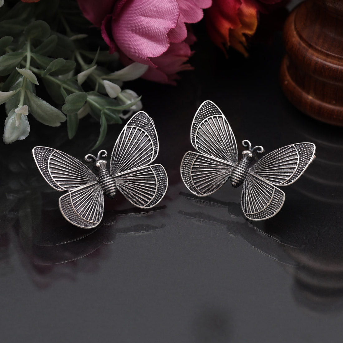 Silver Color Butterfly Design Oxidised Earrings (GSE2918SLV) - preyans.com