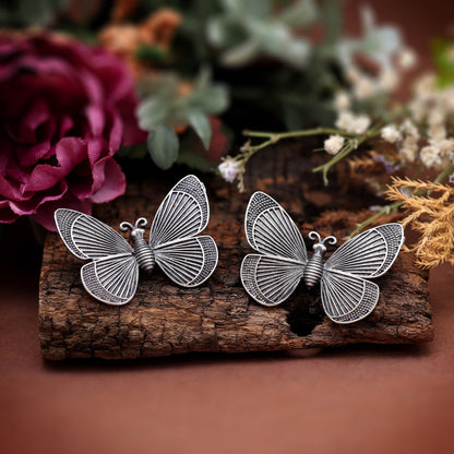 Silver Color Butterfly Design Oxidised Earrings (GSE2918SLV) - preyans.com