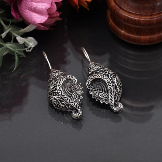 Silver Color Oxidised Earrings (GSE2919SLV) - preyans.com