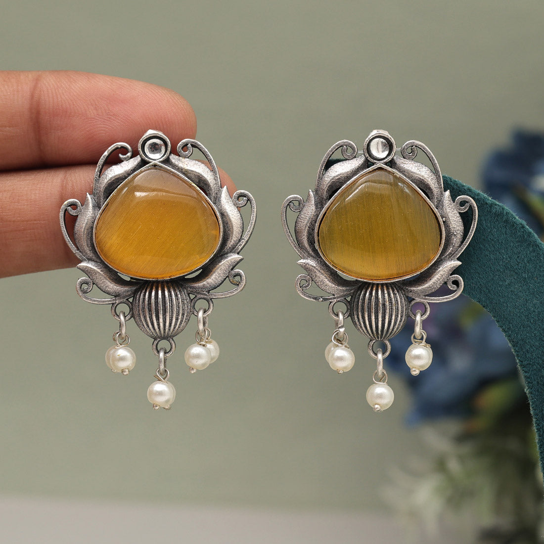 Mustard Yellow Color Oxidised Earrings (GSE2925MYLW) - Preyans.com