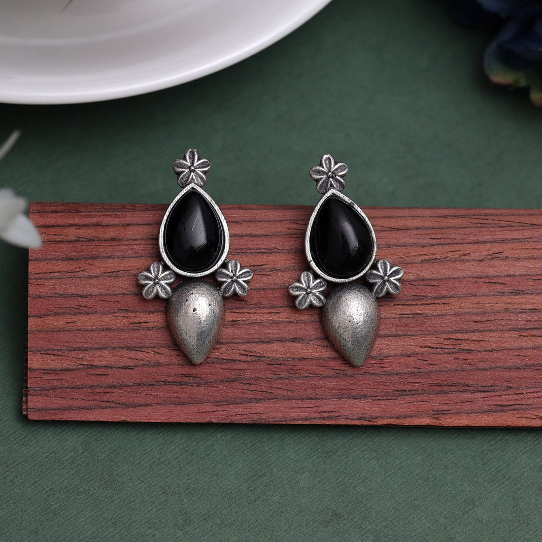 Black Color Oxidised Earrings (GSE2927BLK) - preyans.com