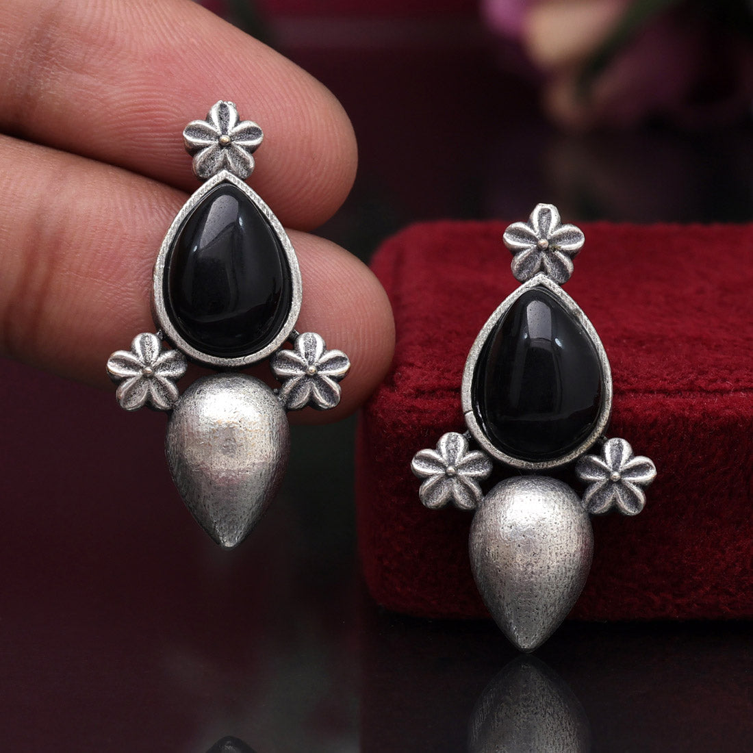 Black Color Oxidised Earrings (GSE2927BLK) - preyans.com