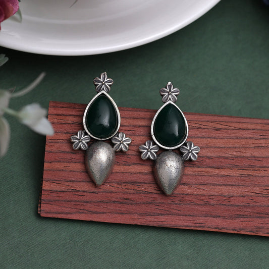 Green Color Oxidised Earrings (GSE2927GRN) - preyans.com