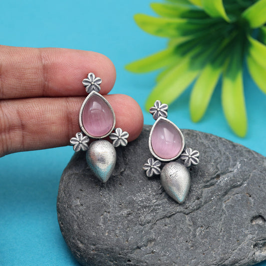 Pink Color Oxidised Earrings (GSE2927PNK) - preyans.com