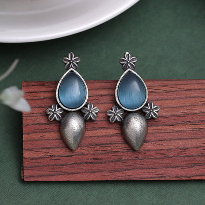 Sky Blue Color Oxidised Earrings (GSE2927SBLU) - preyans.com