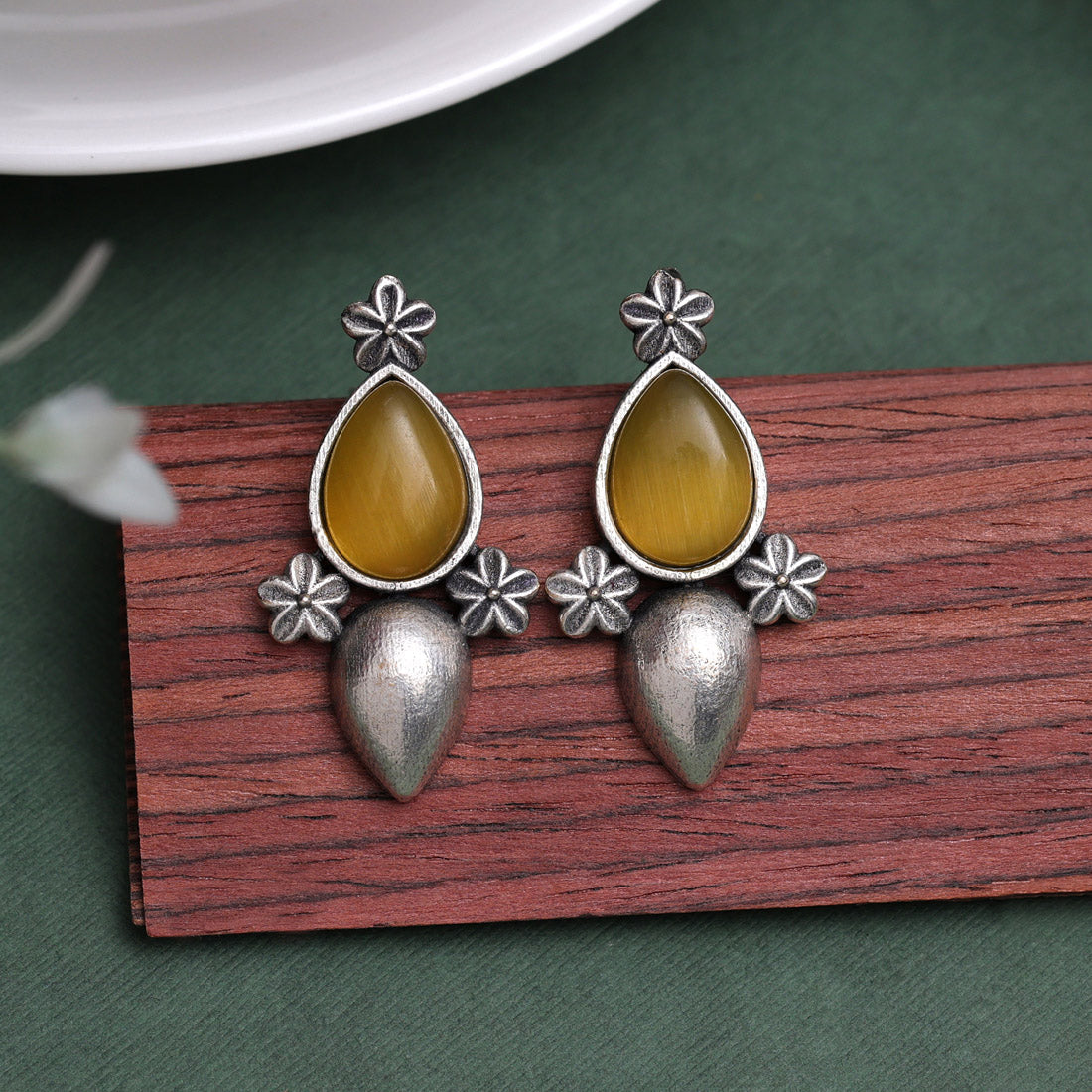 Yellow Color Oxidised Earrings (GSE2927YLW) - preyans.com