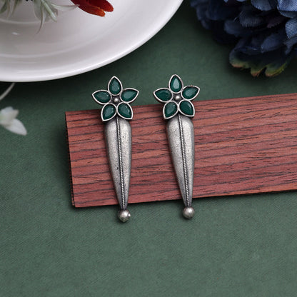 Green Color Oxidised Earrings (GSE2928GRN) - preyans.com