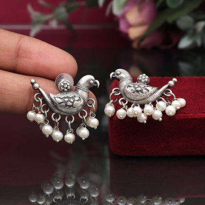 Silver Color Oxidised Earrings (GSE2930SLV) - preyans.com