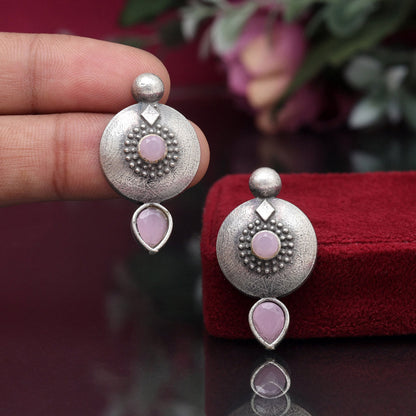 Pink Color Oxidised Earrings (GSE2932PNK) - preyans.com