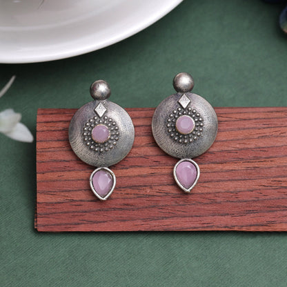 Pink Color Oxidised Earrings (GSE2932PNK) - preyans.com