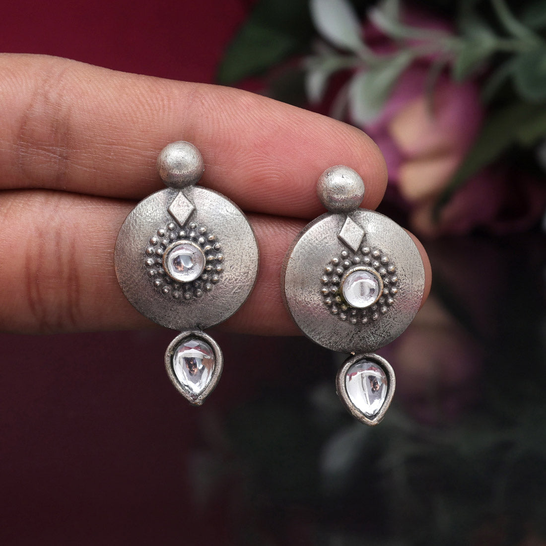 White Color Oxidised Earrings (GSE2932WHT) - preyans.com