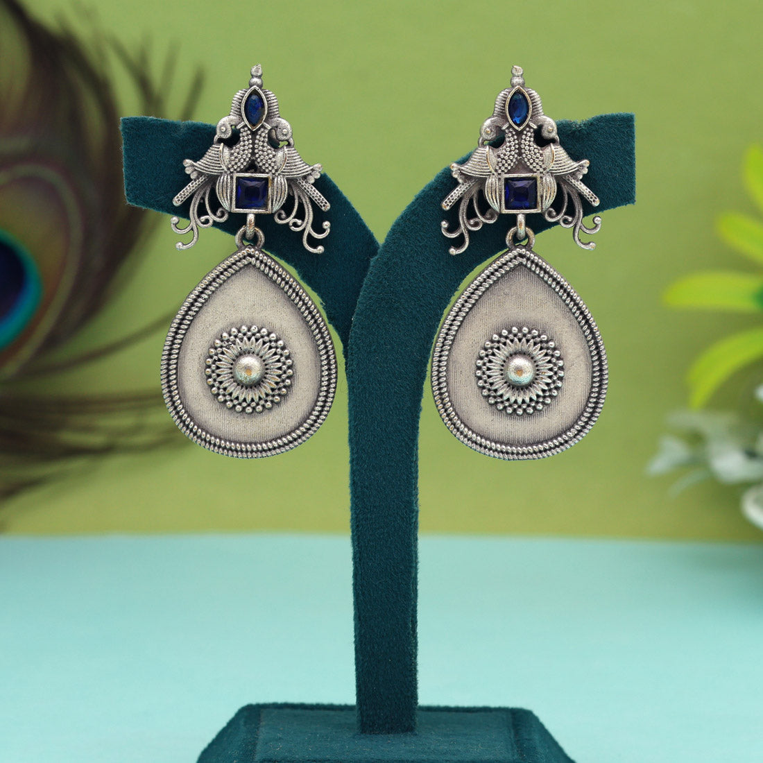 Blue Color Oxidised Earrings (GSE2938BLU) - preyans.com