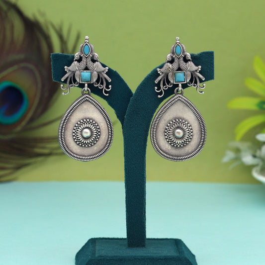 Firozi Color Oxidised Earrings (GSE2938FRZ) - preyans.com