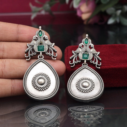 Green Color Oxidised Earrings (GSE2938GRN) - preyans.com