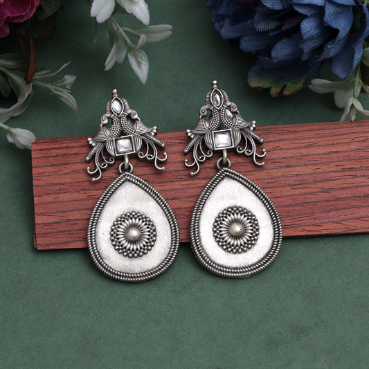 White Color Oxidised Earrings (GSE2938WHT) - preyans.com