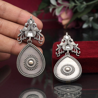 White Color Oxidised Earrings (GSE2938WHT) - preyans.com