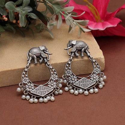 Silver Color Oxidised Earrings (GSE2952SLV) - preyans.com