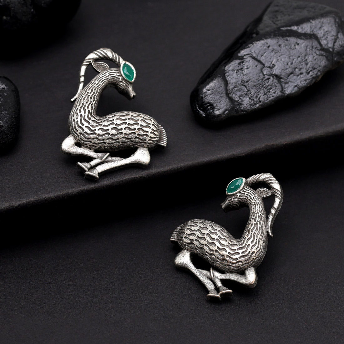 Green Color Oxidised Earrings (GSE2953GRN) - preyans.com