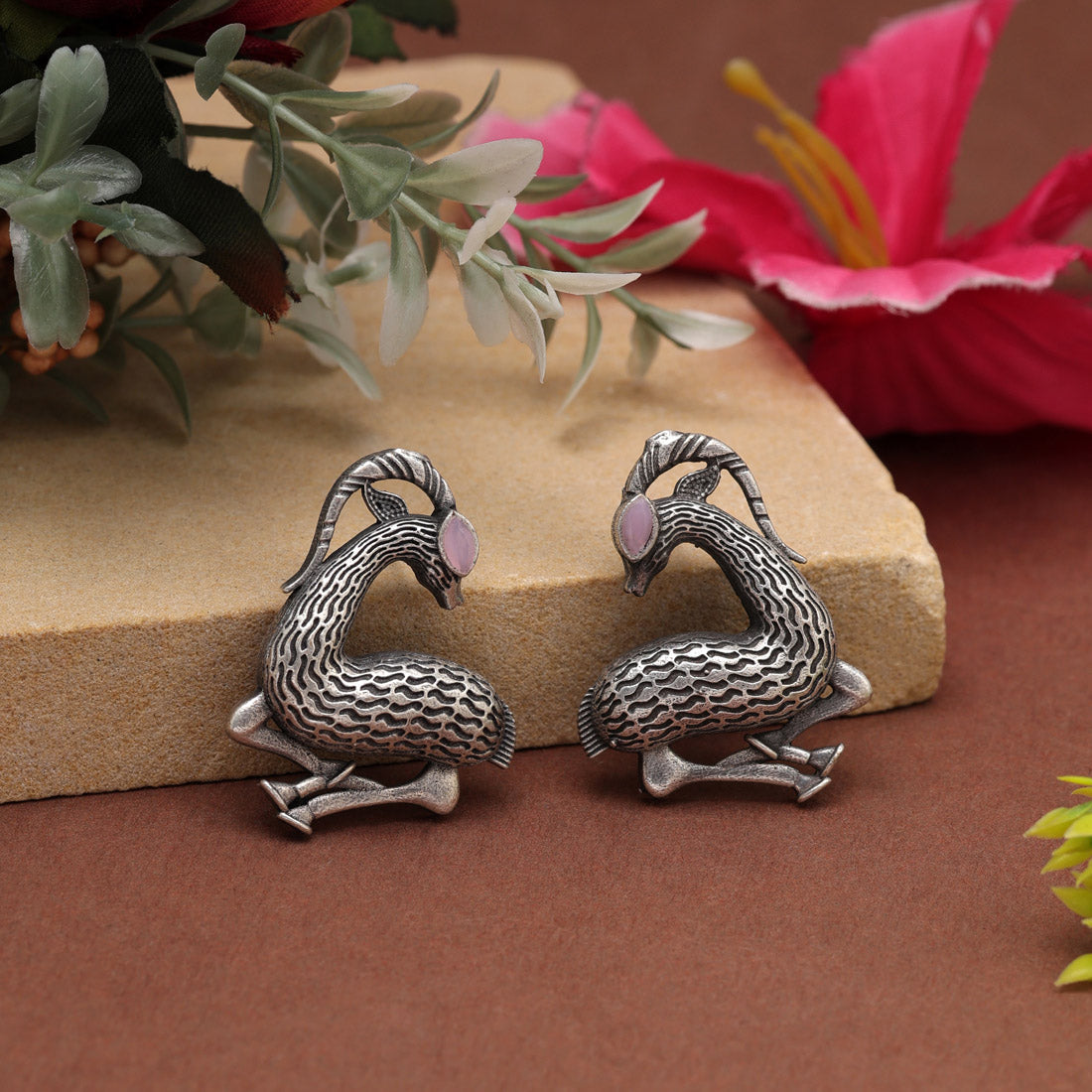 Pink Color Oxidised Earrings (GSE2953PNK) - preyans.com