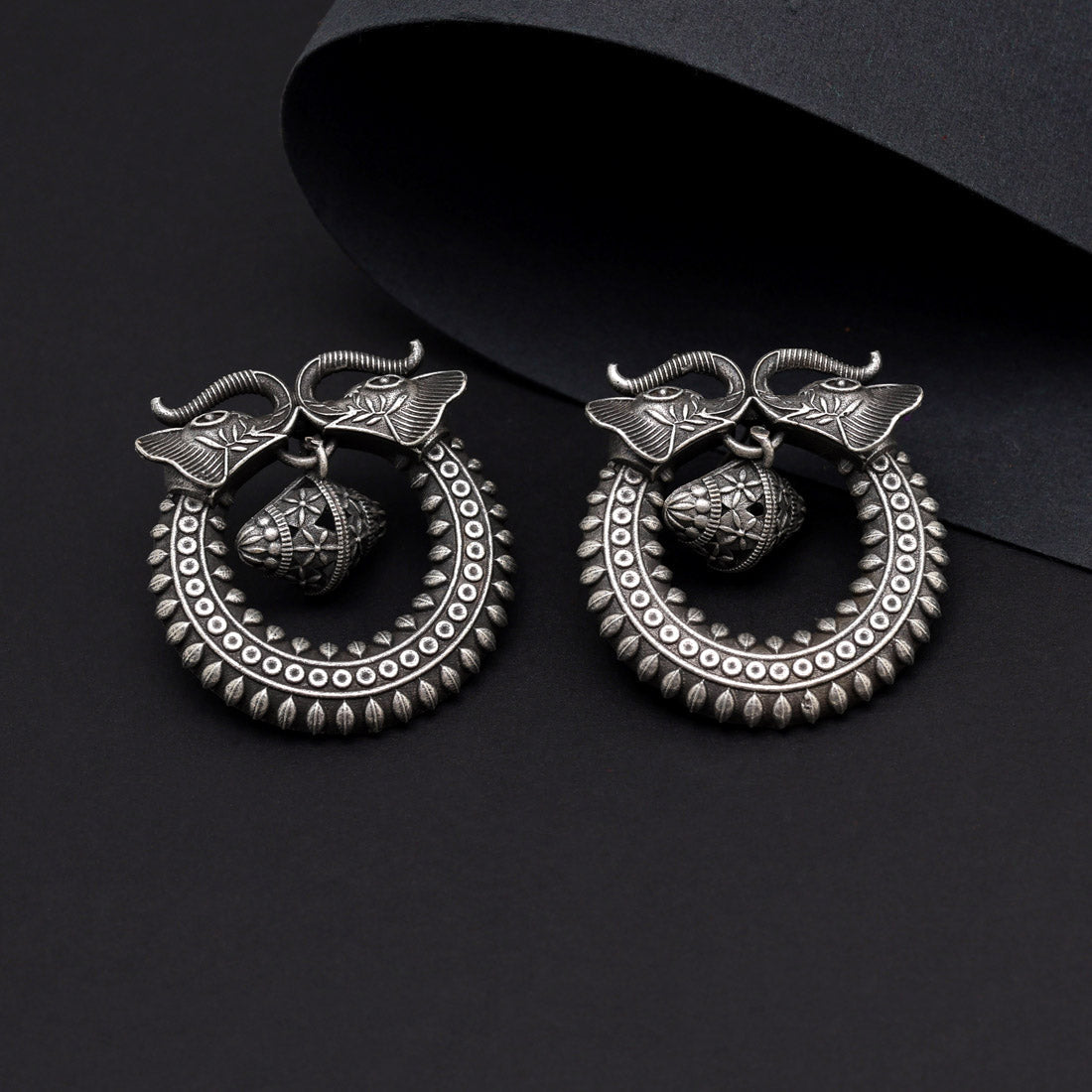 Silver Color Oxidised Earrings (GSE2955SLV) - preyans.com