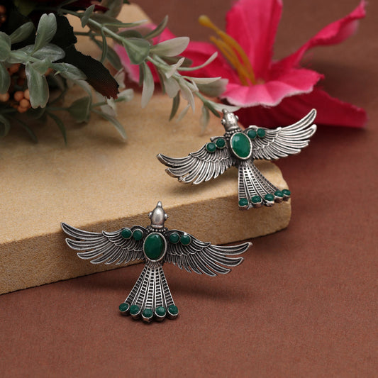 Green Color Oxidised Earrings (GSE2957GRN) - preyans.com