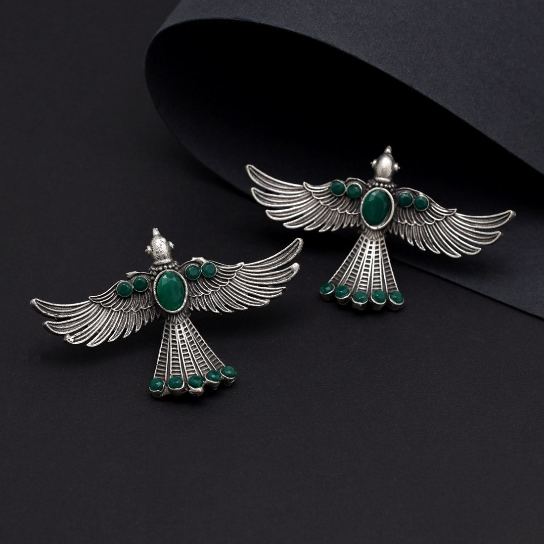 Green Color Oxidised Earrings (GSE2957GRN) - preyans.com