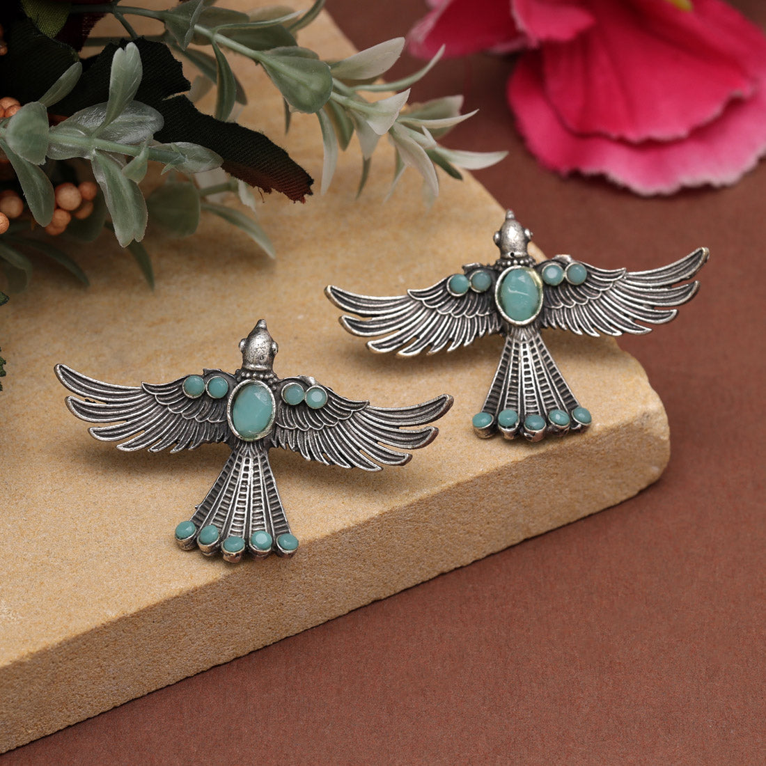 Sky Blue Color Oxidised Earrings (GSE2957SBLU) - preyans.com