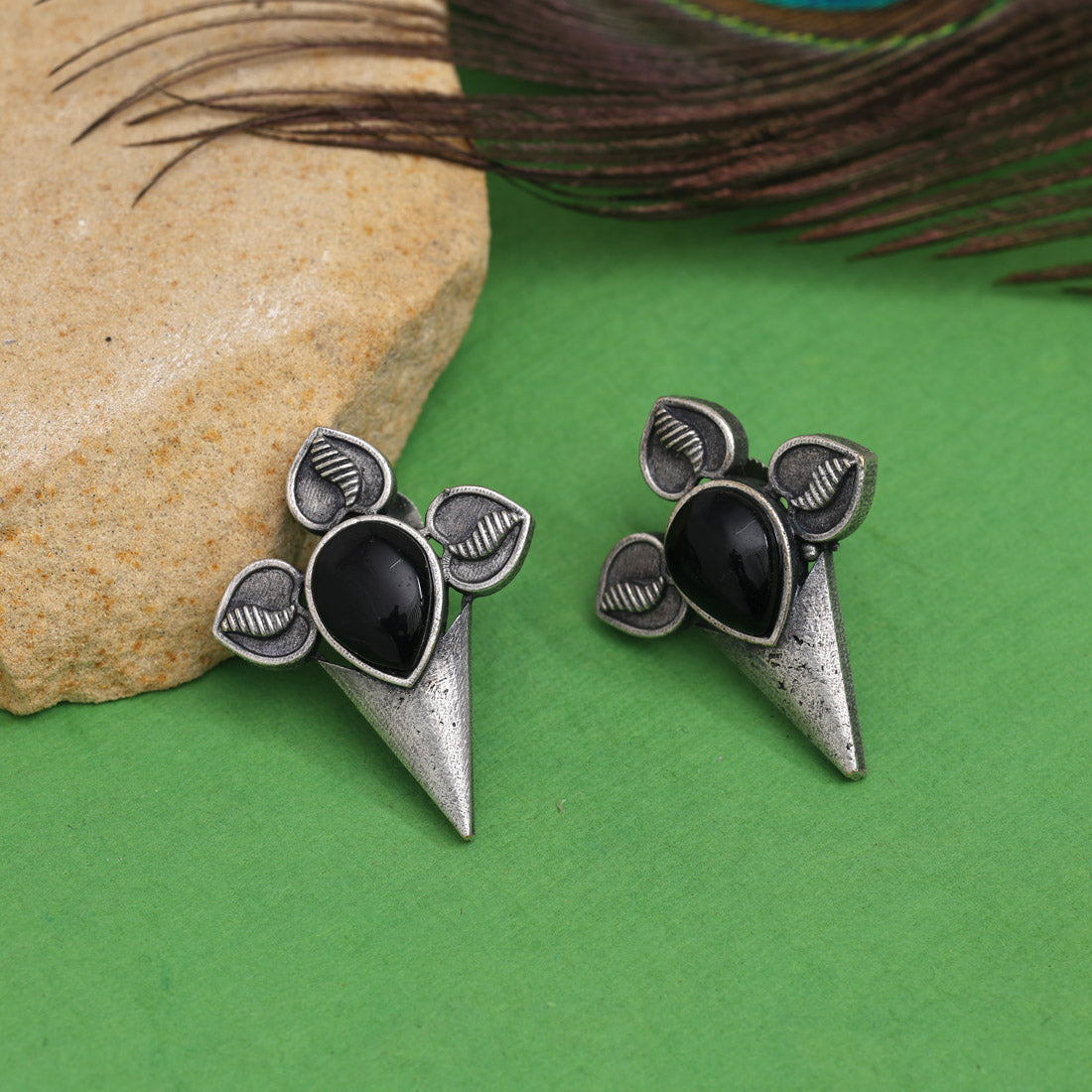 Black Color Oxidised Earrings (GSE2960BLK) - preyans.com