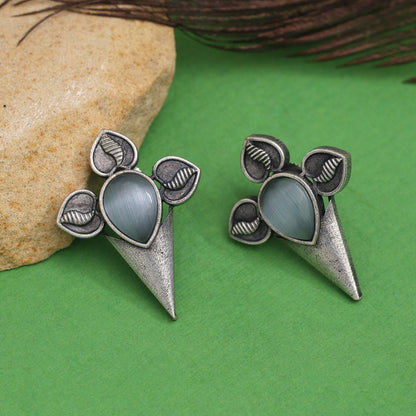 Gray Color Oxidised Earrings (GSE2960GRY) - preyans.com