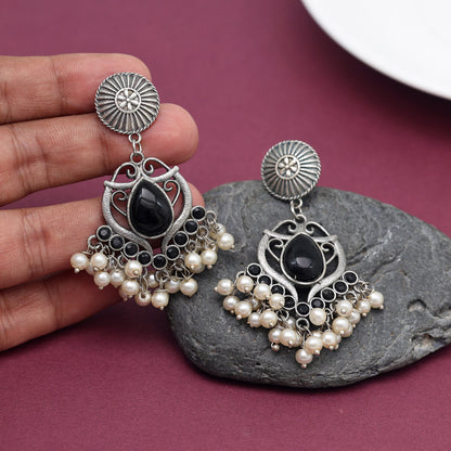 Black Color Oxidised Earrings (GSE2961BLK) - preyans.com