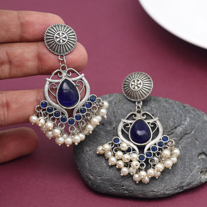 Blue Color Oxidised Earrings (GSE2961BLU) - preyans.com