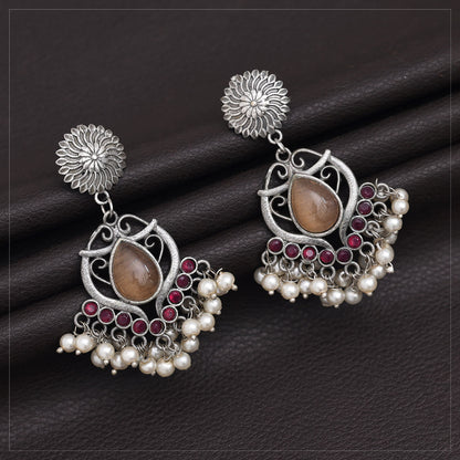 Peach Color Oxidised Earrings (GSE2961PCH) - preyans.com