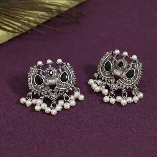 Black Color Oxidised Earrings (GSE2962BLK) - preyans.com