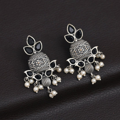 Black Color Oxidised Earrings (GSE2963BLK) - preyans.com