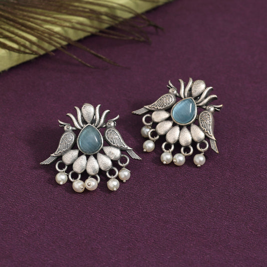 Sky Blue Color Oxidised Earrings (GSE2964SBLU) - preyans.com