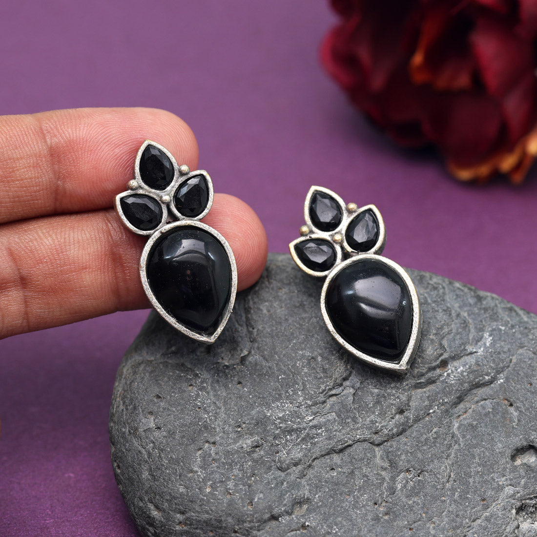 Black Color Oxidised Earrings (GSE2965BLK) - preyans.com