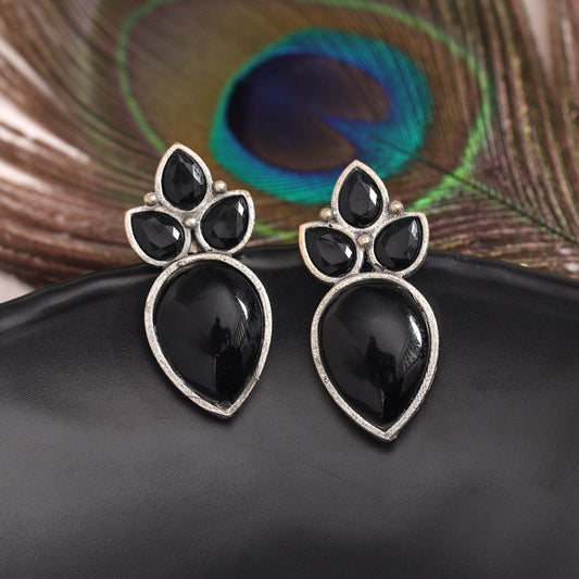 Black Color Oxidised Earrings (GSE2965BLK) - preyans.com